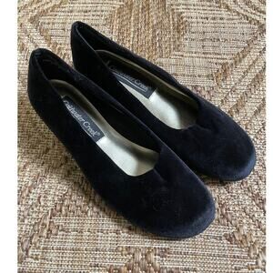 Coldwater Creek Black Velvet wedge slip on round toe woman's 7.5 M